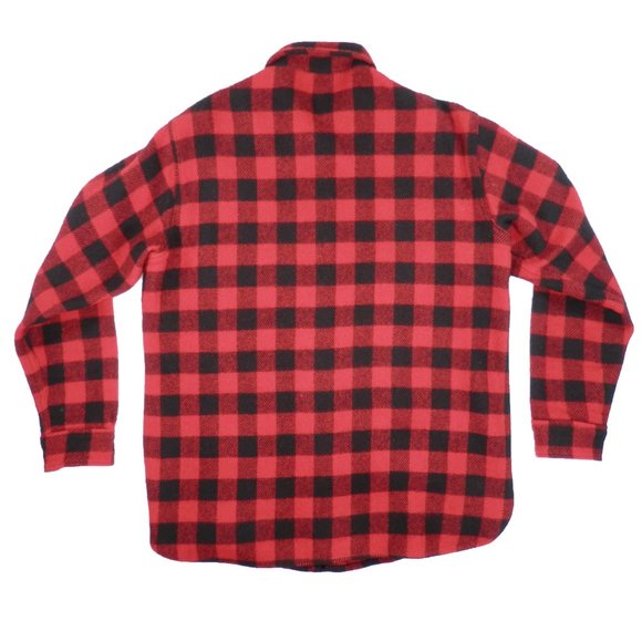 Lands End Mens L Wool Nylon Long Sleeve Red Black Buffalo Plaid Shirt Shacket - Picture 6 of 7